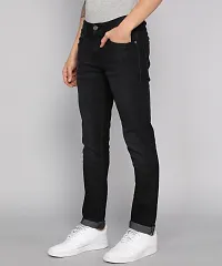 Stylish Black Polycotton Solid Mid-Rise Jeans For Men-thumb2