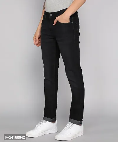 Stylish Black Polycotton Solid Mid-Rise Jeans For Men-thumb3