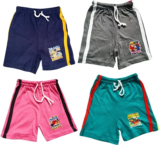 Multicoloured Cotton Blend Printed Regular Shorts For Kids Boys Combo Packs