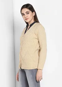 Stylish Beige Wool Blend Solid Sweater Vest For Women-thumb3