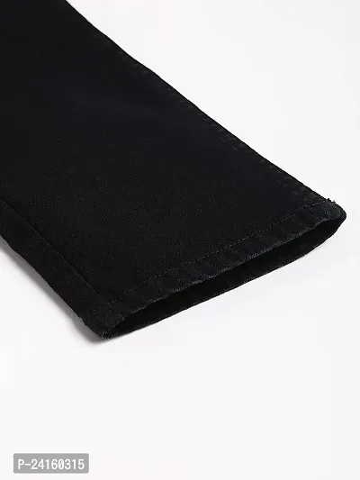 Stylish Black Denim Solid Mid-Rise Jeans For Men-thumb5