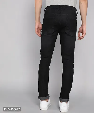 Stylish Black Polycotton Solid Mid-Rise Jeans For Men-thumb4