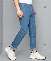 Stylish Blue Cotton Blend Solid Mid-Rise Jeans For Men-thumb4