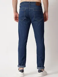 Stylish Navy Blue Denim Solid Mid-Rise Jeans For Men-thumb1