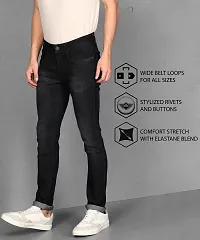 Stylish Grey Cotton Blend Solid Mid-Rise Jeans For Men-thumb1
