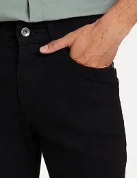 Stylish Black Denim Solid Mid-Rise Jeans For Men-thumb3