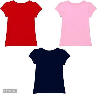 Stylish Fancy Multicoloured Cotton Blend Printed T-Shirts Combo For Kids Girls Pack Of 3-thumb2