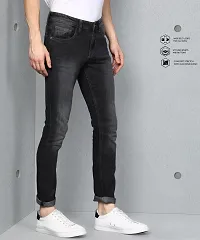 Stylish Grey Cotton Blend Solid Mid-Rise Jeans For Men-thumb4