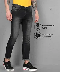 Stylish Grey Cotton Blend Solid Mid-Rise Jeans For Men-thumb3