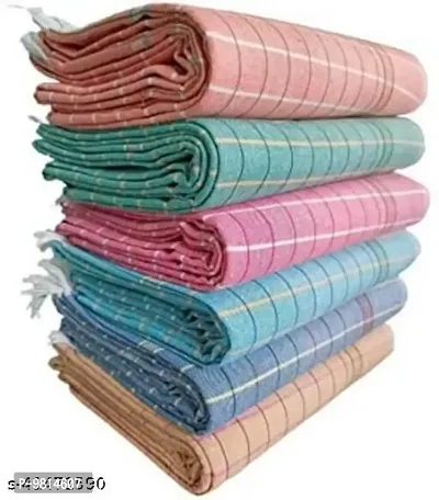 Stylish Fancy Multicoloured Cotton Bath Towels Pack Of 6