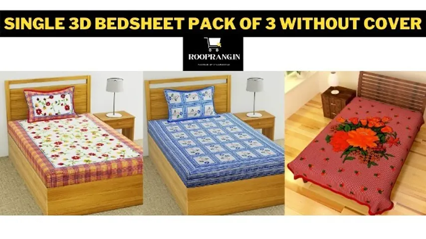 Combo of 3- Cotton Printed Single Bedsheets