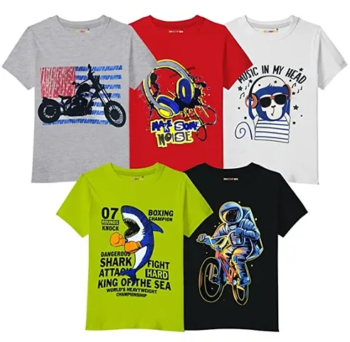 KIDS BOYS CASUAL ROUND NECK T-SHIRT PACK OF 4, 5