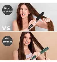 Hair Straightener Brush, Built with Hair Straightening Iron Comb White Hair Curler  (White, Black)-thumb2