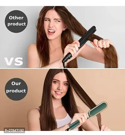 Hair Straightener Brush, Built with Hair Straightening Iron Comb White Hair Curler  (White, Black)-thumb3