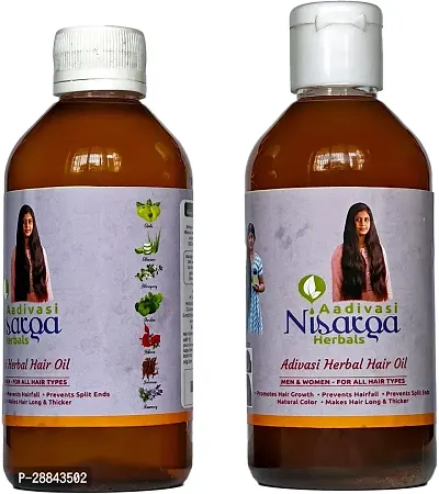 Classic Adivasi Nisargaa Herbals - Kerala Aadivasi Herbal Root Hair Oil For All Hair Types Problem For Men And Women 250 Ml (Pack Of 1 Bottle ) Hair Oil (250 Ml) Pack Of 2-thumb0