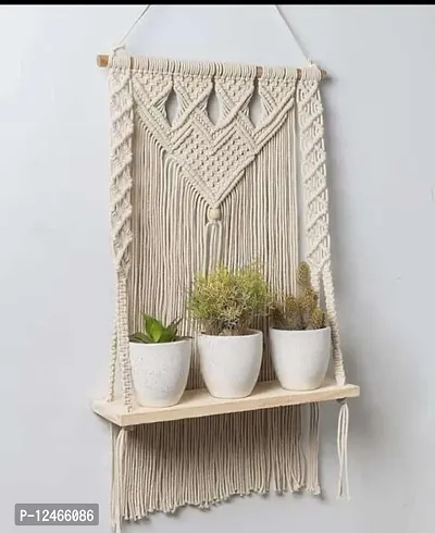 Stylish Fancy Wood  Cotton Rope Rope Wall Hanging-thumb0