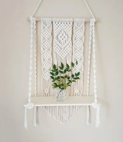 Stylish Fancy Wood Cotton Rope Rope Wall Hanging