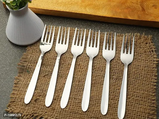 ZEVORA Stainless Steel Forks for Dining Table, Fork Set, 16 cm Length, Set of 6