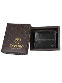 ZEVORA 8 Slot Stitch Leather Credit Debit Card Holder Wallet Coin Purse with for Men  Women (9 X 12 cm Black)-thumb1