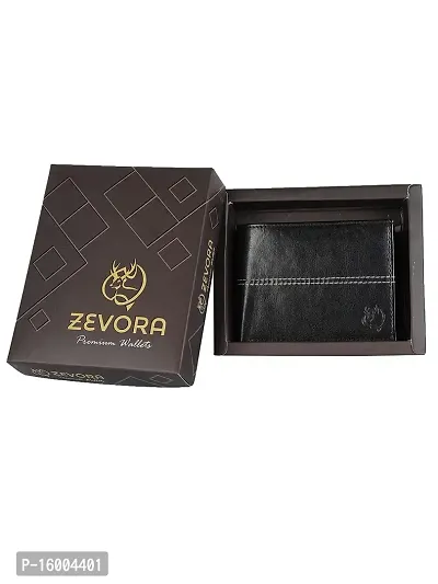 ZEVORA 8 Slot Stitch Leather Credit Debit Card Holder Wallet Coin Purse with for Men  Women (9 X 12 cm Black)-thumb2