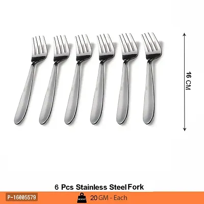 ZEVORA Stainless Steel Forks for Dining Table, Fork Set, 16 cm Length, Set of 6-thumb2