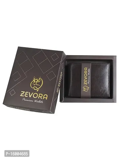 ZEVORA Men's and Women's Leather Card Holder Coin Wallet (Dark Brown)-thumb2