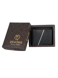 ZEVORA Men's and Women's Leather Card Holder Coin Wallet (Black)-thumb1