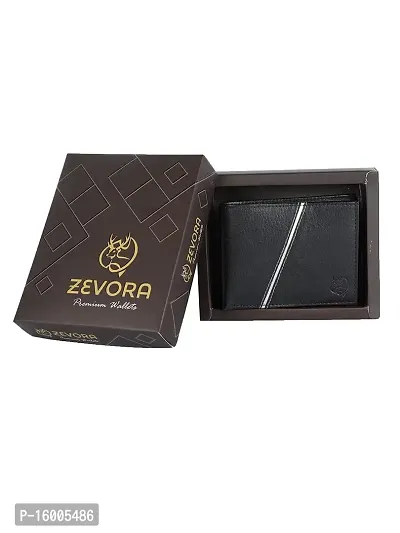 ZEVORA Men's and Women's Leather Card Holder Coin Wallet (Black)-thumb2