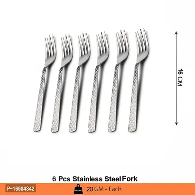 ZEVORA Stainless Steel Forks for Dining Table, Fork Set, 16 cm Length, Set of 6-thumb4