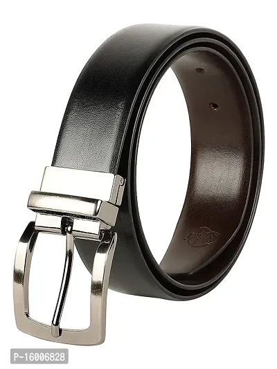 ZEVORA Men Reversible Solid Texas Leatherite Belt with Auto Turning Buckle (Black  Brown) (32)-thumb0