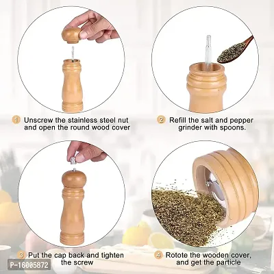 Avmart Traditional Wooden Salt  Pepper Grinder, Pepper Crusher, Mixer, Mill, Manual Shaker, Spice Storage Ceramic Crusher, Mill with Adjustable Coarseness Best Kitchen Tools 8inch (Brown)-thumb3