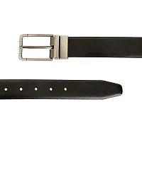 ZEVORA Men Reversible Solid Texas Leatherite Belt with Auto Turning Buckle (Black  Brown) (42)-thumb2