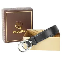 ZEVORA Women Black Leather Formal Belt-thumb2