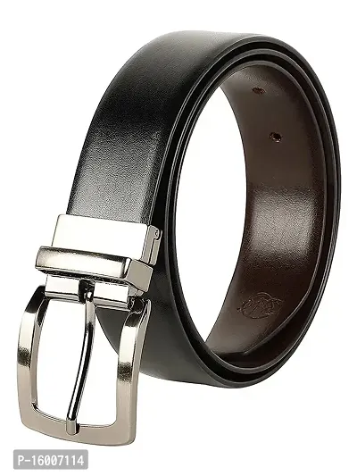 ZEVORA Men Reversible Leather Belt with Auto Turning Buckle (Black  Brown)-thumb0