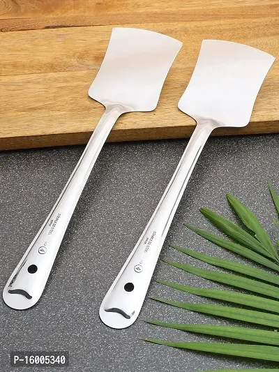 ZEVORA Pack of 2 Stainless Steel Tava Turners/Spatulas/Cooking Turner/Palta for Dosa, Roti, Chapati, 32 cm