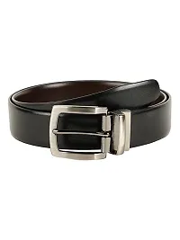 ZEVORA Men Reversible Leather Belt with Auto Turning Buckle (Black  Brown) F-thumb2