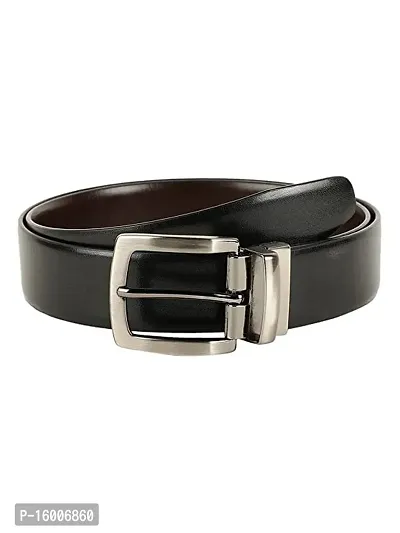 ZEVORA Men Reversible Leather Belt with Auto Turning Buckle (Black  Brown) F-thumb3