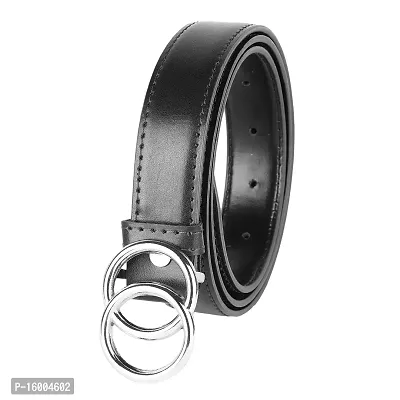 ZEVORA Women Black Leather Formal Belt