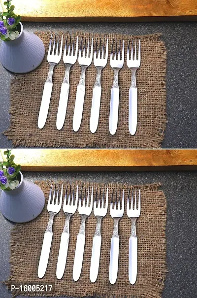 ZEVORA Stainless Steel Dinner Fork for Home/Kitchen, Set of 12 Pcs. (16 cm)-thumb0