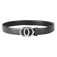 ZEVORA Women Black Leather Formal Belt-thumb3