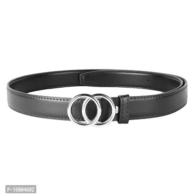 ZEVORA Women Black Leather Formal Belt-thumb4