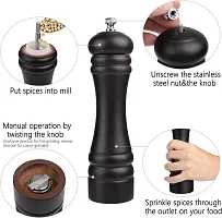 Avmart Traditional Wooden Salt  Pepper Grinder, Pepper Crusher, Mixer, Mill, Manual Shaker, Spice Storage Ceramic Crusher, Mill with Adjustable Coarseness Best Kitchen Tools 8inch (Brown)-thumb1