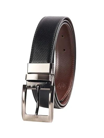 ZEVORA Reversible Leather Formal Black/Brown Belt for Men (Color-Black/Brown)