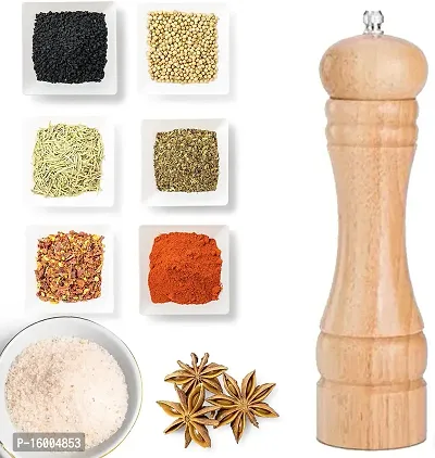 Avmart Traditional Wooden Salt  Pepper Grinder, Pepper Crusher Mixer, Mill, Manual Shaker, Spice Storage Ceramic Crusher, Mill with Adjustable Coarseness Best Kitchen Tools 8inch (Brown)