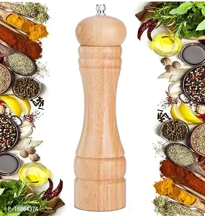 Avmart Traditional Wooden Salt  Pepper Grinder, Pepper Crusher Mixer, Mill, Manual Shaker, Spice Storage Ceramic Crusher, Mill with Adjustable Coarseness Best Kitchen Tools 8inch (Brown) Flex