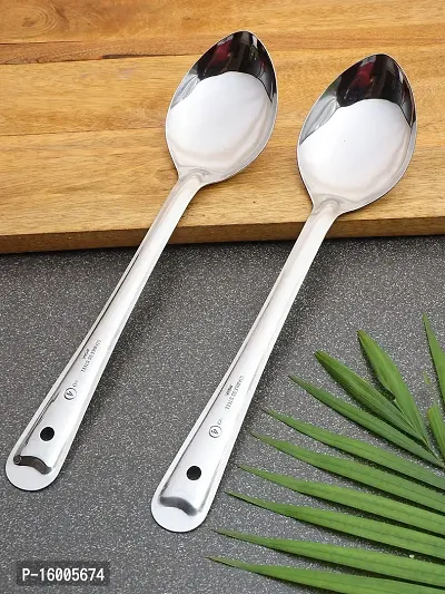 ZEVORA Pack of 2 Stainless Steel Basting/Serving Spoon (Chamcha) 32 cm-thumb0