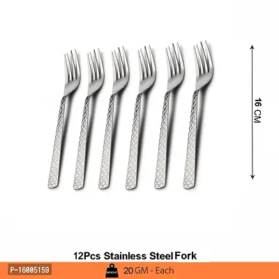 ZEVORA Stainless Steel Mix Cutlery Set/Table Ware Cutlery/Dinner Cutlery/Spoon  Forks (Set of 6 Spoon and 6 Forks) CT-thumb5