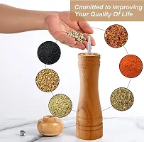 Avmart Traditional Wooden Salt  Pepper Grinder, Pepper Crusher Mixer, Mill, Manual Shaker, Spice Storage Ceramic Crusher, Mill with Adjustable Coarseness Best Kitchen Tools 8inch (Brown)-thumb3