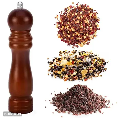 Avmart Traditional Wooden Salt  Pepper Grinder, Pepper Crusher, Mixer, Mill, Manual Shaker, Spice Storage Ceramic Crusher, Mill with Adjustable Coarseness Best Kitchen. 8inch (Dark Brown) Flex