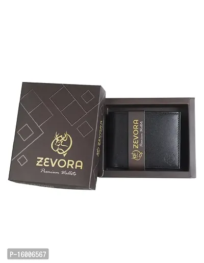 ZEVORA Men's and Women's Leather Card Holder Coin Wallet (Black)-thumb5